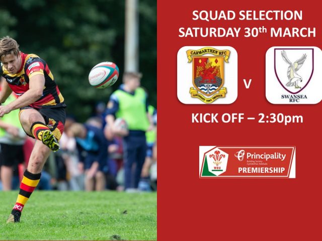 Team Selection – Carmarthen Quins RFC v Swansea RFC