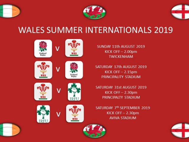 WALES SUMMER AWAY INTERNATIONALS